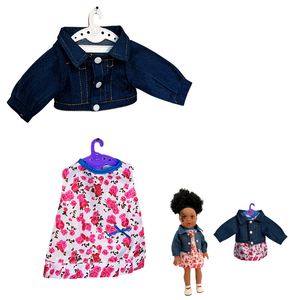 Jeans jacket & Floral pinkish dress