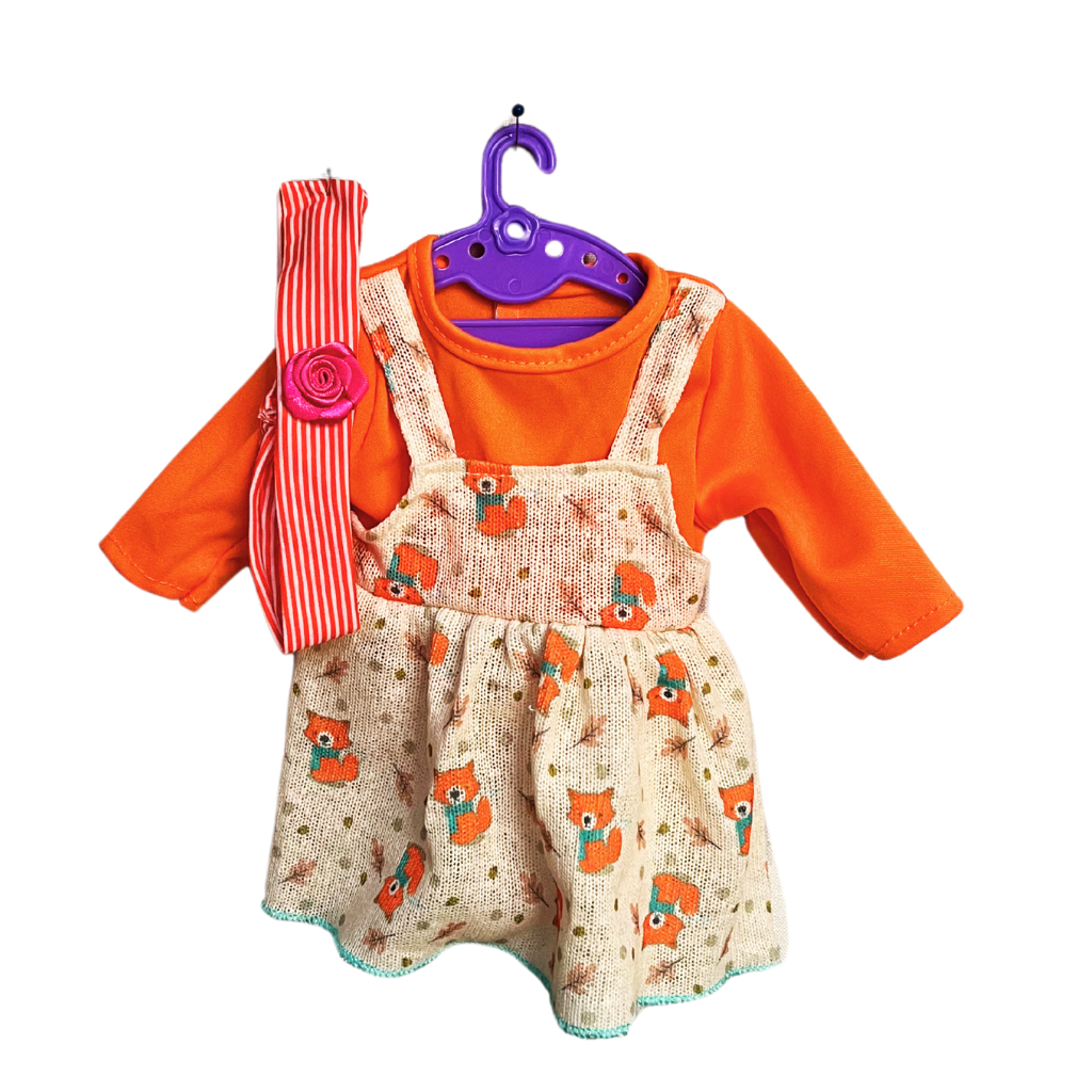 Orange long sleeve top & jumper skirt